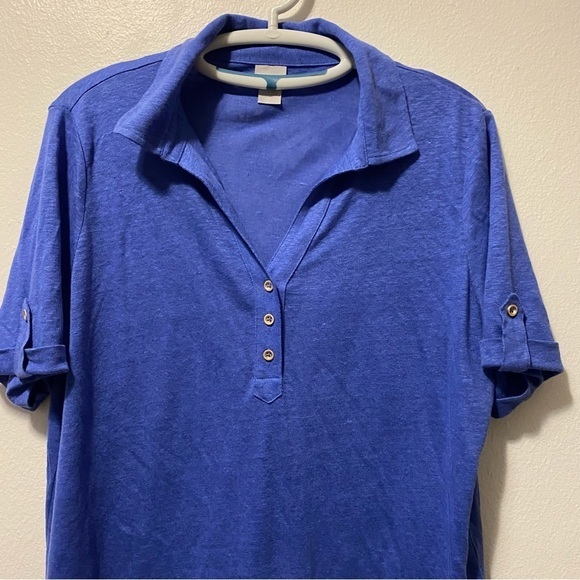 Chico’s Shirt Women’s Size L Blue Three Button Top - Picture 2 of 10